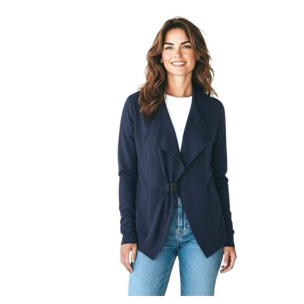 Brunello Cucinelli Cashmere Knit Cardigan Sweater Women's XL Acrylic Clasp Blue